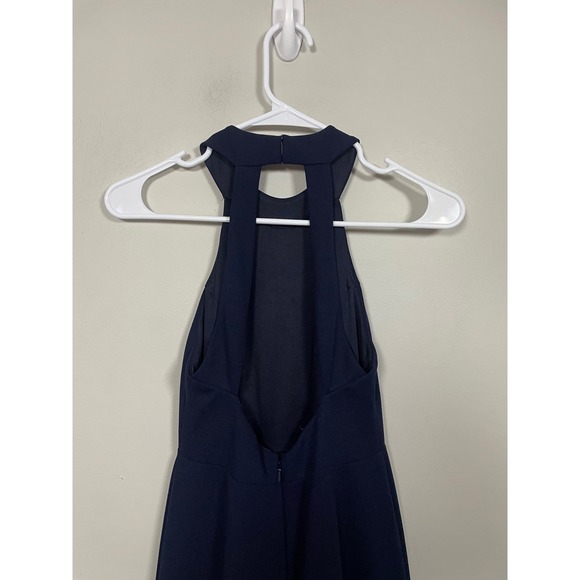 BHLDN Lennox Halter Open Back Side Slit Crepe Gown in Navy Size XXS Formal Prom - Picture 6 of 9